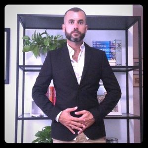 H&M suit in black, interviews weddings and formal